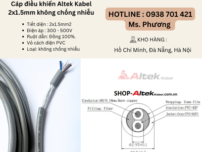 Cáp điều khiển Altek Kabel 2x1.5mm không chống nhiễu Đà Nẵng, Hồ Chí Minh, Hà Nội 0