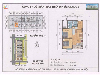 Bán căn hộ tầng 19 chung cư HH03 Thanh Hà Cienco 5 chỉ hơn 3 tỉ 1