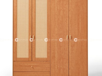 Tủ Quần Áo Gỗ Công Nghiệp Phối Lưới Mây Độc Đáo 0