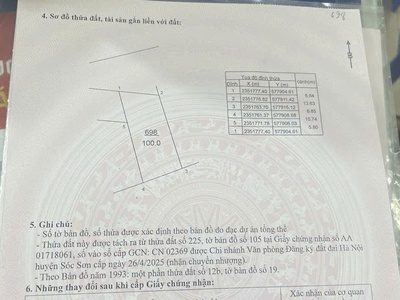 Bán đất thôn thắng trí, minh trí, sóc sơn, hn. đường thông, ô tô tránh. gần chợ, nhà văn hoá 0