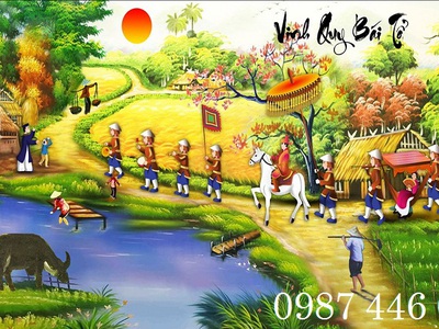 Tranh gạch men làng quê việt nam HP6283 6