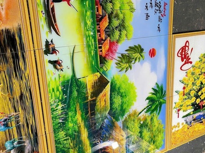 Tranh gạch men làng quê việt nam HP6283 0