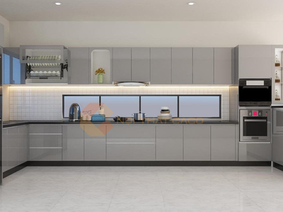 Tủ Bếp Gỗ Công Nghiệp Phủ Acrylic Bóng Gương Chữ U 1