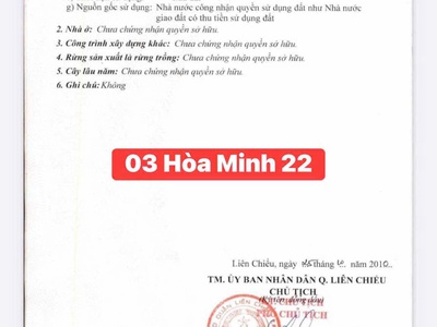 Lô đất hòa minh 22 - sát trục nguyễn sinh sắc - gần biển 0