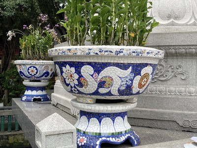 Chậu hoa đắp sành sứ, cẩn miểng thủ công mỹ nghệ 6