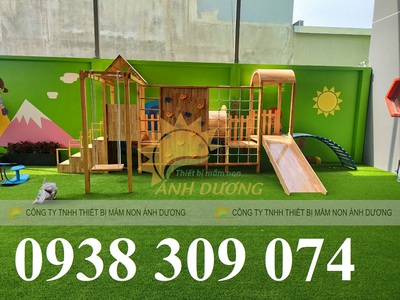 Cầu trượt gỗ liên hoàn, cầu trượt gỗ ngoài trời giá rẻ 1