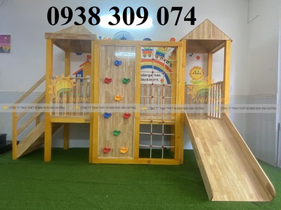 Cầu trượt gỗ liên hoàn, cầu trượt gỗ ngoài trời giá rẻ 2