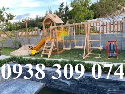 Cầu trượt gỗ liên hoàn, cầu trượt gỗ ngoài trời giá rẻ 4