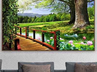 Tranh gạch phong cảnh, tranh ốp tường đẹp phòng khách HP09 7