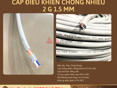 Cáp điều khiển chống nhiễu Altek Kabel 2x1.5mm2 Hà Nội, Đà Nẵng, Sài Gòn 2