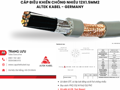 Cáp tín hiệu chống nhiễu 12x1.5 Altek Kabel RVVP, CVV/SC 0
