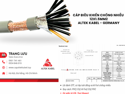 Cáp tín hiệu chống nhiễu 12x1.5 Altek Kabel RVVP, CVV/SC 1