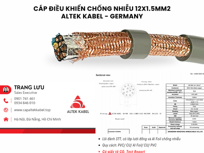 Cáp tín hiệu chống nhiễu 12x1.5 Altek Kabel RVVP, CVV/SC 2