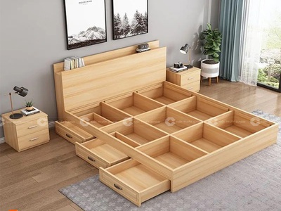 Giường Ngủ Gỗ Công Nghiệp MDF Màu Gỗ Sồi Bền Đẹp 1