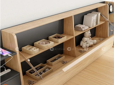 Giường Ngủ Gỗ Công Nghiệp MDF Màu Gỗ Sồi Bền Đẹp 2