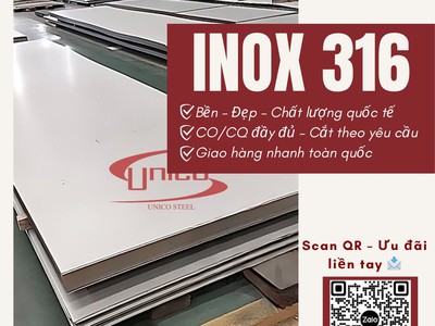 UNICO đủ Tấm/ Cuộn/ Ống inox 316 0