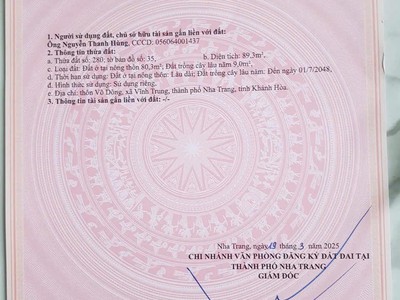 Bán đất ở xã vĩnh trung nha trang khánh hoà 3