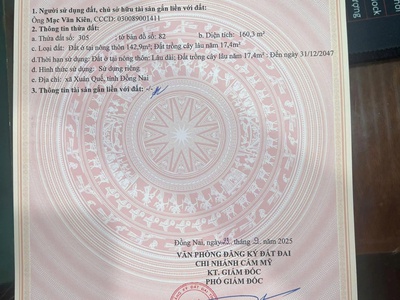 Bán đất thổ cư tại ấp 5, xã sông nhạn củ, gần sân bay long thành 3