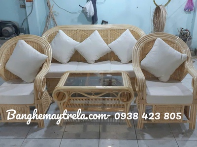 Sofa mây phòng khách đan kín 0