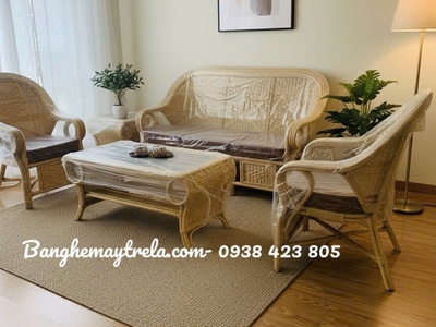 Sofa mây phòng khách đan kín 3