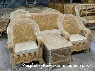 Sofa mây phòng khách đan kín 4