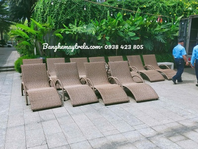 Giường hồ bơi ngoài trời nhựa giả mây 1