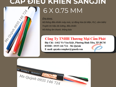 Cáp điều khiển 6x0.75 mm2 Sangjin, cáp tín hiệu 6 lõi Sài Gòn, HCM 2