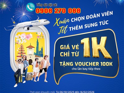 Vé tết chỉ từ 1K hãng Vietravel Airlines 0