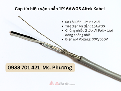 Cáp tín hiệu vặn xoắn 1Pair 16AWG, 16AWGS Altek Kabel Đà Nẵng, Hà Nội, Hồ Chí Minh 2
