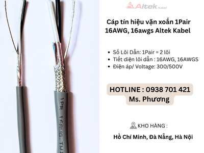 Cáp tín hiệu vặn xoắn 1Pair 16AWG, 16AWGS Altek Kabel Đà Nẵng, Hà Nội, Hồ Chí Minh 3