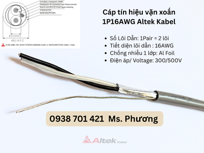 Cáp tín hiệu vặn xoắn 1Pair 16AWG, 16AWGS Altek Kabel Đà Nẵng, Hà Nội, Hồ Chí Minh 1