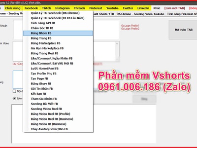 Vshorts   phần mềm tự động facebook toàn diện: đăng nhóm, fanpage, marketplace, reels   quét uid 1