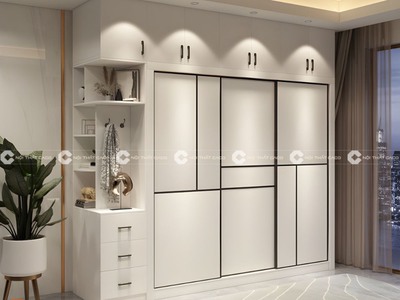 Tủ Quần Áo Gỗ Công Nghiệp Cửa Lùa Hiện Đại Đa Năng 0
