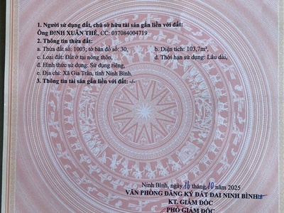 Bán 3 lô đất  thuộc thị trấn gia viễn   ninh bình 0