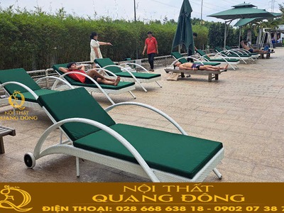 CẦN BÁN - Ghế nằm hồ bơi giả mây QD-1280 cao cấp 3