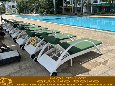 CẦN BÁN - Ghế nằm hồ bơi giả mây QD-1280 cao cấp 5