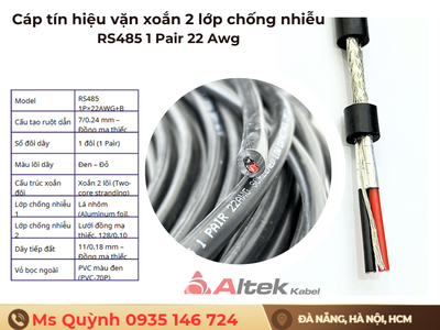 Cáp tín hiệu RS485 24AWG 1 Pair Altek Kabel Hà Nội, Đà Nẵng, HCM 1