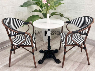 Ghế cafe sân vườn nệm dây đan có tay vịn CC07001‑AS tại HCM 0