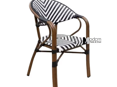 Ghế cafe sân vườn nệm dây đan có tay vịn CC07001‑AS tại HCM 1