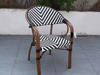 Ghế cafe sân vườn nệm dây đan có tay vịn CC07001‑AS tại HCM 2