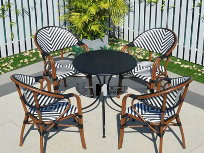 Ghế cafe sân vườn nệm dây đan có tay vịn CC07001‑AS tại HCM 5