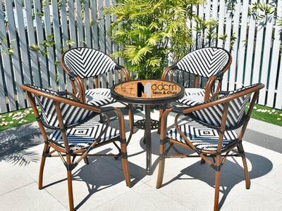 Ghế cafe sân vườn nệm dây đan có tay vịn CC07001‑AS tại HCM 6