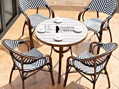 Ghế cafe sân vườn nệm dây đan có tay vịn CC07001‑AS tại HCM 7