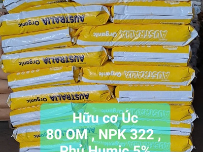 Phân bón hữu cơ úc viên nở 80 OM -NPK 322 -Humic 5. Bao 25 kg 1