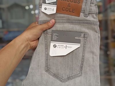 Quần jean Jacobs Cole ống slim co giãn nhẹ màu xám bạc 0