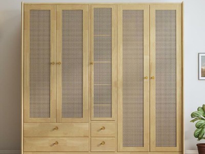 Tủ Quần Áo Gỗ Sồi Phủ Sơn Tự Nhiên Đan Mây Hiện Đại 2