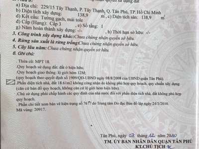 Cặp 229/15 - 17 tây thạnh , p. tây thạnh, tân phú xây dựng 7 lầu 2