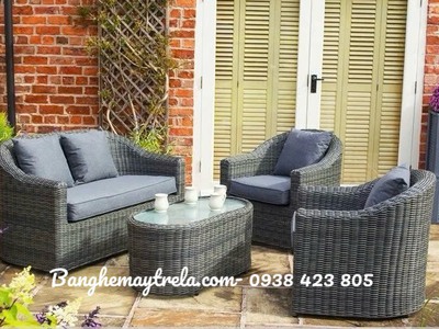 Bàn ghế sofa phòng khách mây nhựa 2