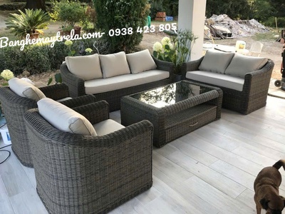 Bàn ghế sofa phòng khách mây nhựa 4