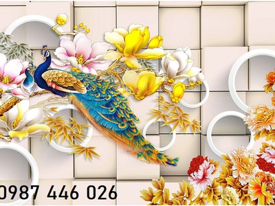 Tranh gạch men chim công HP923 8